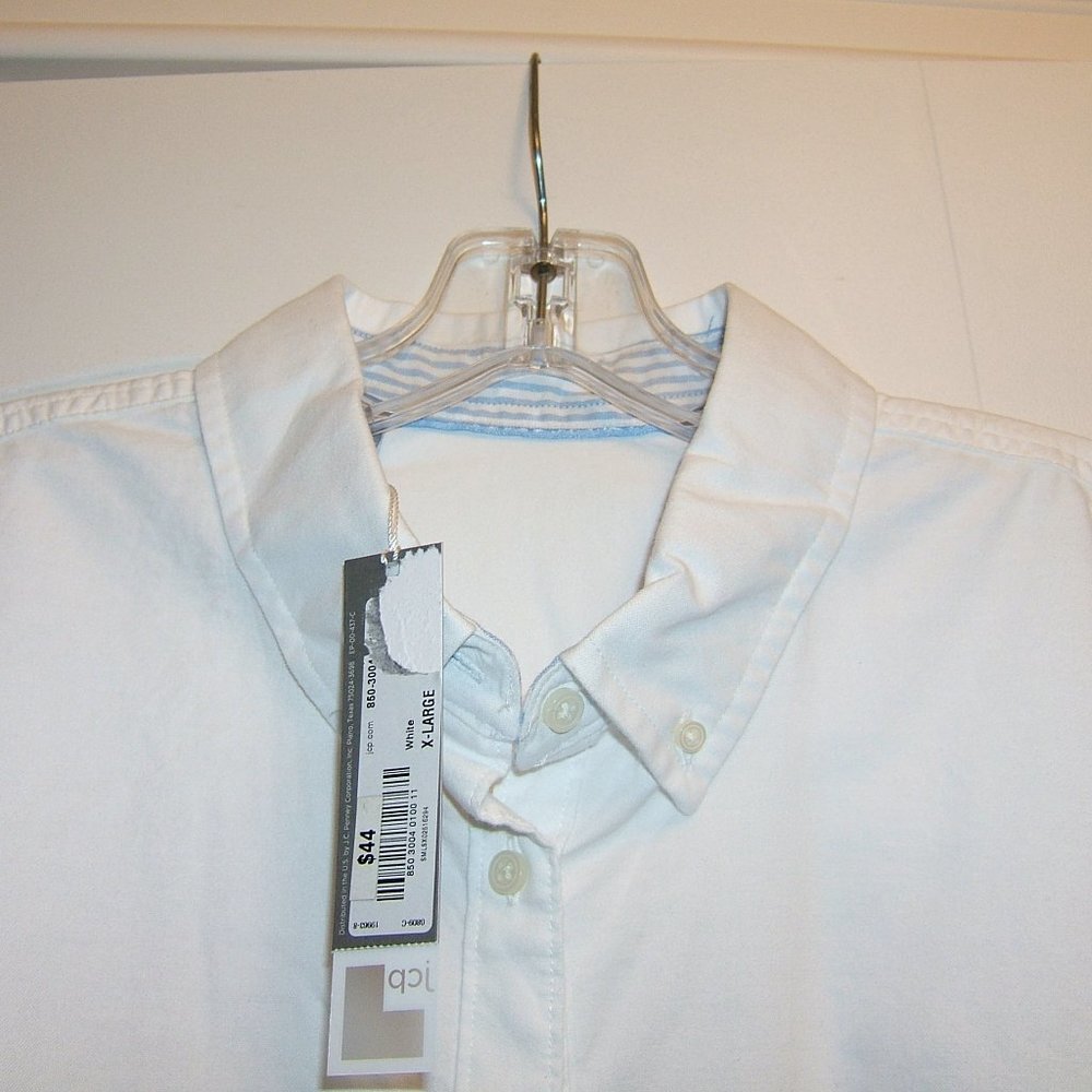JCP Cotton Button Down Long Sleeve Shirt NWT